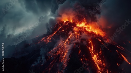 Volcano Eruption - Close-Up of Tungurahua Crater Spewing Dark Energy and Danger