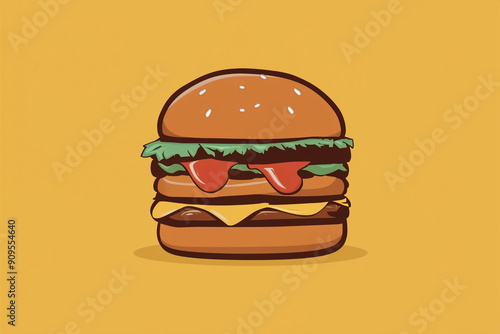 Cartoon burger set. Burger, outline, silhouette on white background. hamburger icon. Hand drawn set of vector burger logos on white background. Generated with Ai.
