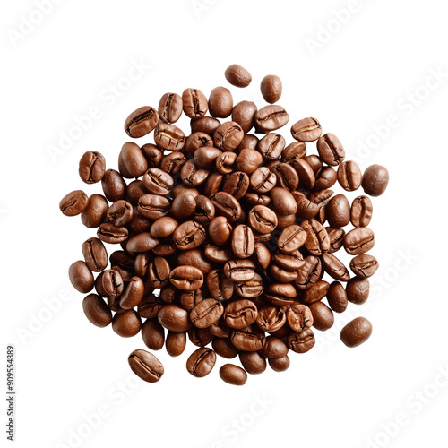 A Top View Of Coffee Beans, Isolated On White