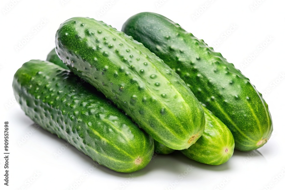 Fresh Green Cucumbers Isolated on White Background. Fresh Green Cucumbers Isolated on White Background.