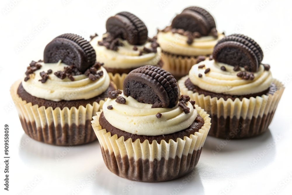 Delicious Chocolate Cupcakes with Oreo Cookies and Cream Frosting. Delicious Chocolate Cupcakes with Oreo Cookies and Cream Frosting.