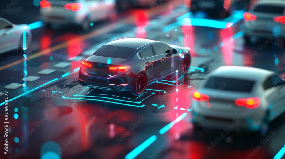Autonomous Vehicles in a Futuristic Cityscape Autonomous Vehicles in a Futuristic Cityscape