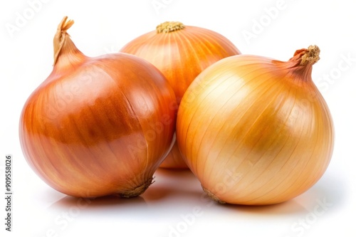 Wallpaper Mural Three Fresh Yellow Onions Isolated on White Background. Torontodigital.ca