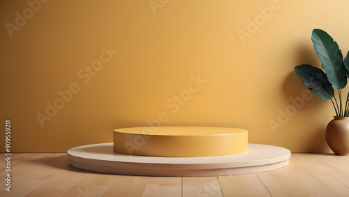 Kitchen background podium product display wall table empty 3d pedestal platform