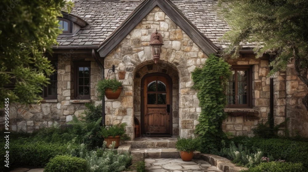 Charming House Exterior with Lime-Washed Stone Walls and Arched Door
Charming House Exterior with Lime-Washed Stone Walls and Arched Door