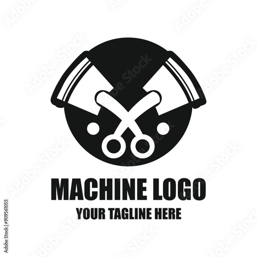 Simple elegant industrial machine logo design