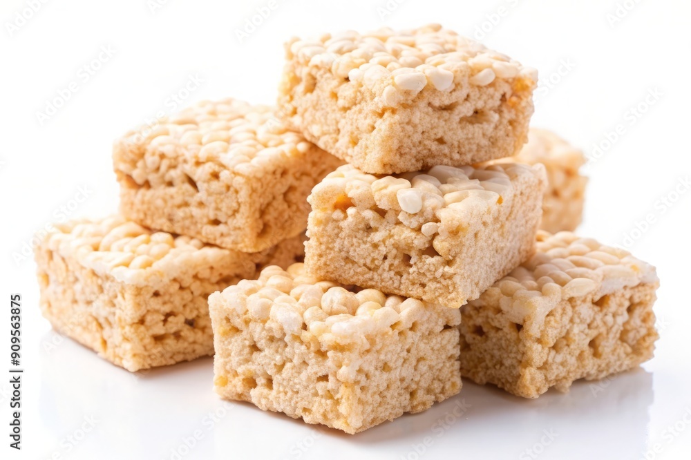 Rice Krispies Treats Stacked on White Background. Rice Krispies Treats Stacked on White Background.