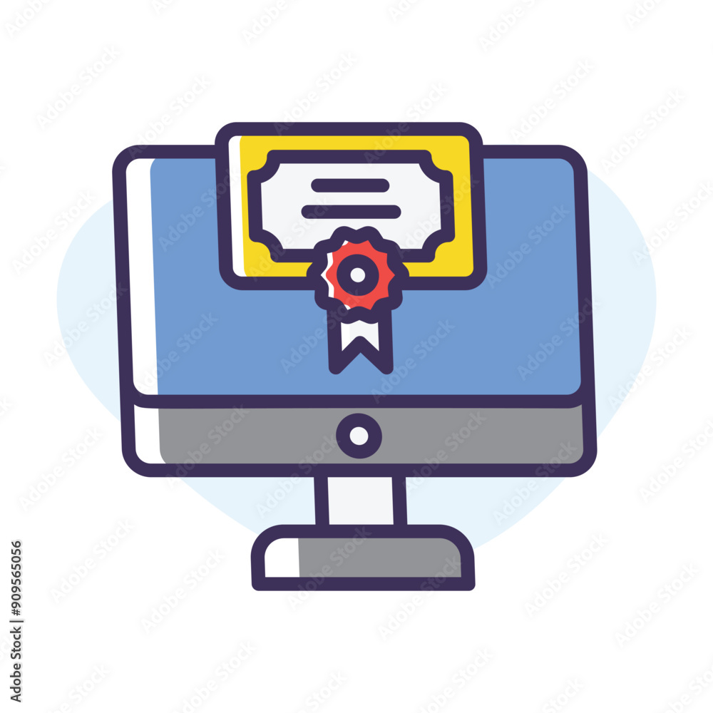 Online diploma vector icon Online diploma vector icon