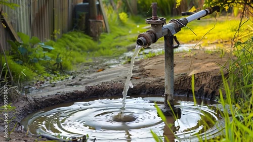 Rustic Groundwater Pump in Action photo