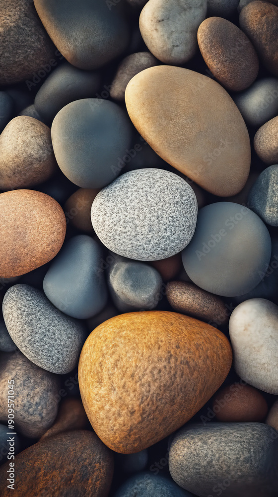 Smooth multi-colored river rocks close-up, nature background. Tranquility and natural beauty concept Smooth multi-colored river rocks close-up, nature background. Tranquility and natural beauty concept