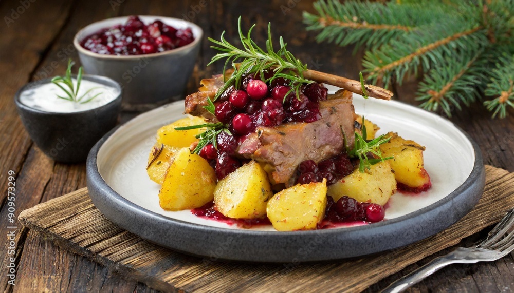 Hearty Poronkäristys: Sautéed Reindeer with Potatoes and Lingonberry Sauce Hearty Poronkäristys: Sautéed Reindeer with Potatoes and Lingonberry Sauce
