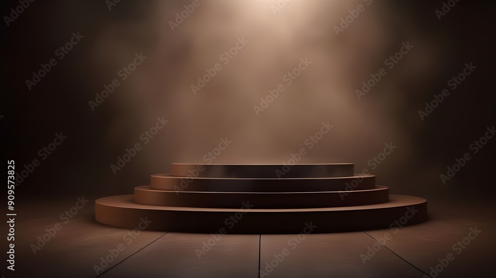 Obraz premium Brown podium smoke spotlight stage 