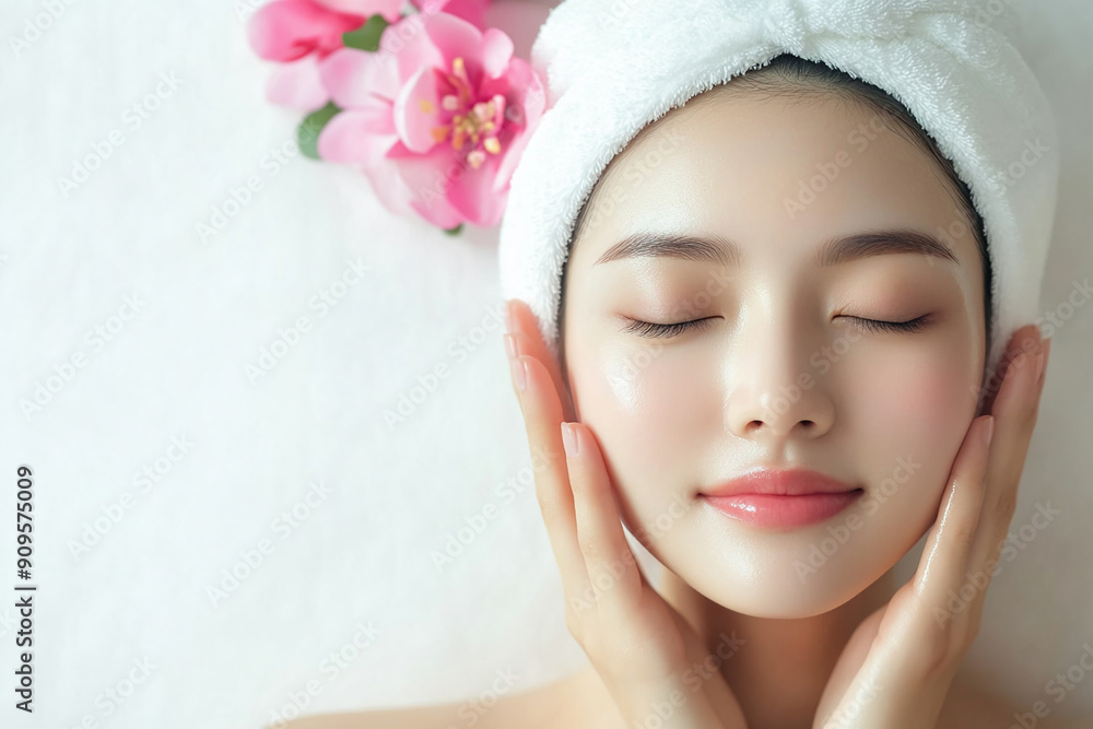Beauty Asian women spa skin healthy on 100% isolate white background. Beauty Asian women spa skin healthy on 100% isolate white background.