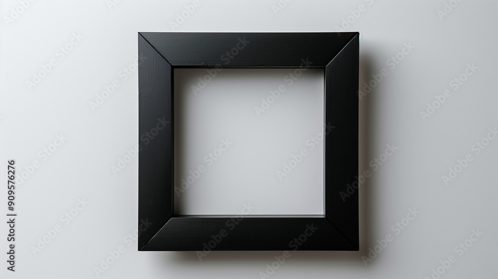 Sleek geometric picture frame, matte black finish, on pure white backdrop Sleek geometric picture frame, matte black finish, on pure white backdrop