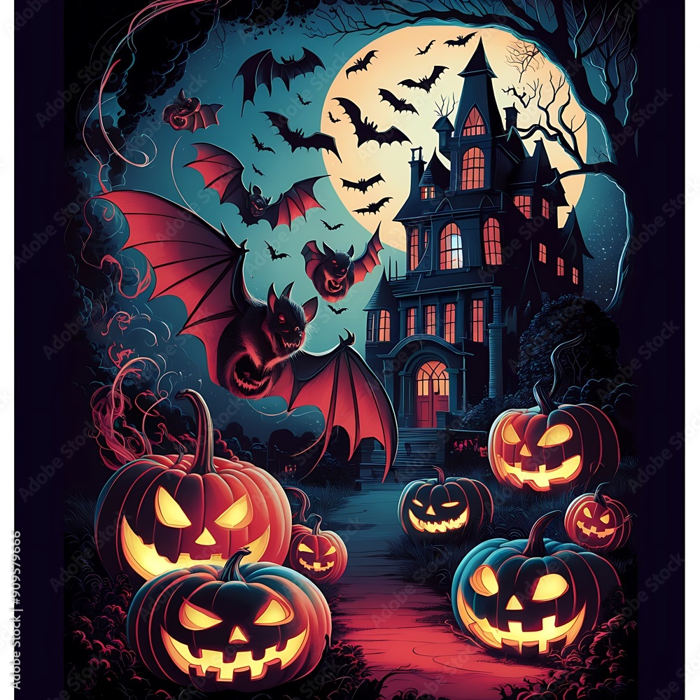 Fototapeta premium Happy. Halloween, Poster, Banner, Halloween Day, and. Pumpkin Day.