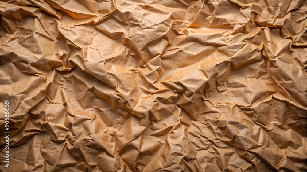 Versatile, abstract background featuring crumpled brown paper with a weathered, vintage Versatile, abstract background featuring crumpled brown paper with a weathered, vintage
