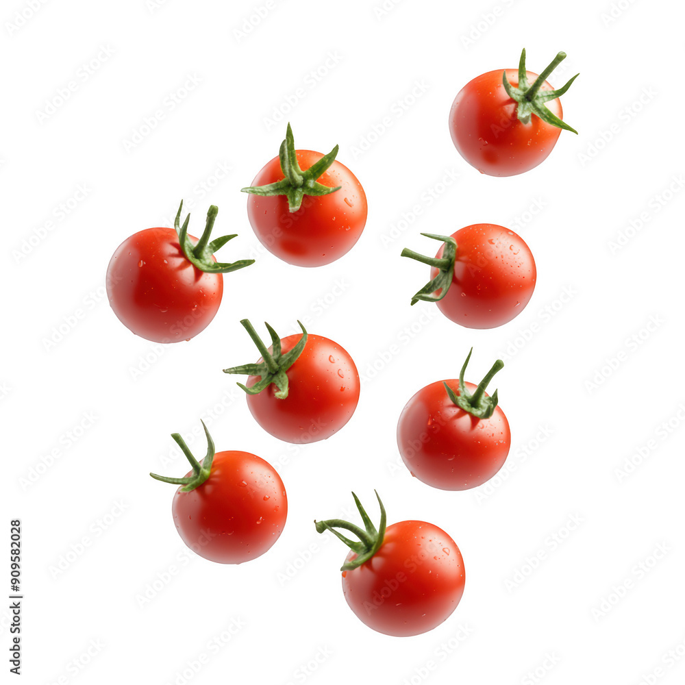 Floating Cherry Tomatoes With Stems On Transparent Png Background For Fresh Vegetable Advertisements . Generative ai Floating Cherry Tomatoes With Stems On Transparent Png Background For Fresh Vegetable Advertisements . Generative ai