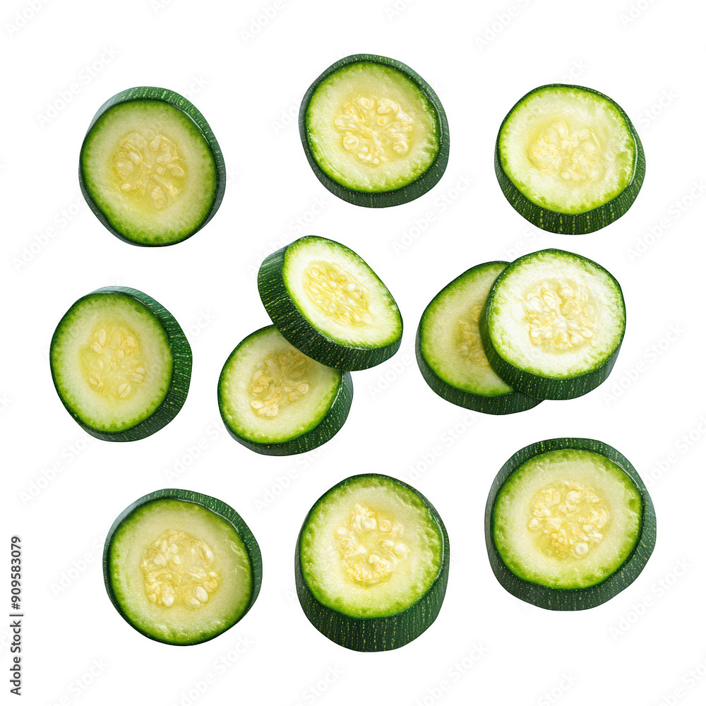 Floating Zucchini Slices With Texture On Transparent Png Background For Healthy Vegetable Advertisements . Generative ai Floating Zucchini Slices With Texture On Transparent Png Background For Healthy Vegetable Advertisements . Generative ai