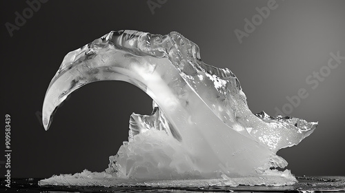 Intricately Carved Ice Sculpture of an Eagle’s Talon on Dark Background photo