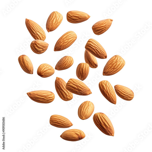 Wallpaper Mural Floating Almond Nuts Scattered On Transparent Png Background For Healthy Snack Advertisements . Generative ai Torontodigital.ca