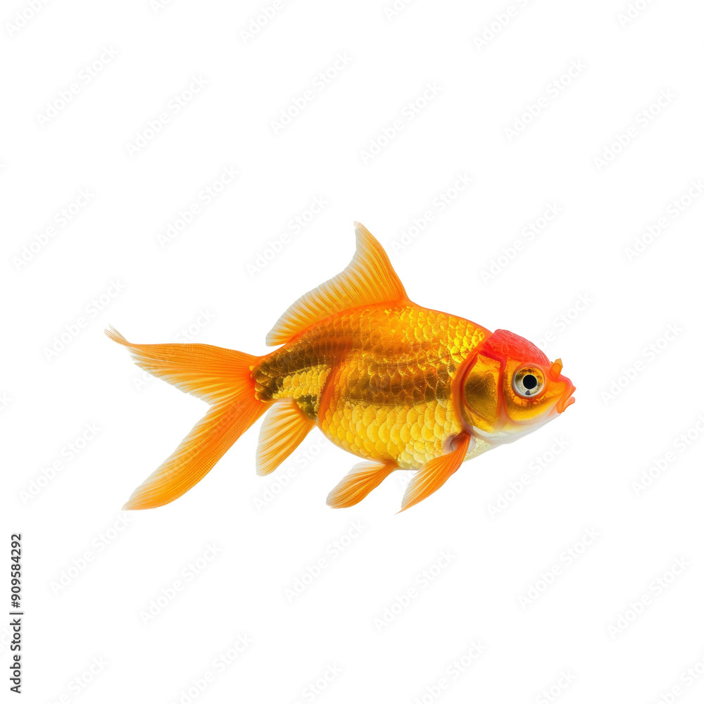A Goldfish, Isolated On A White Background A Goldfish, Isolated On A White Background