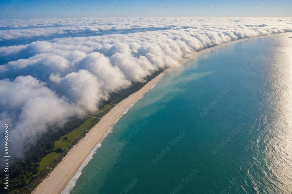 Aerial view above the cloud of empty beach Aerial view above the cloud of empty beach