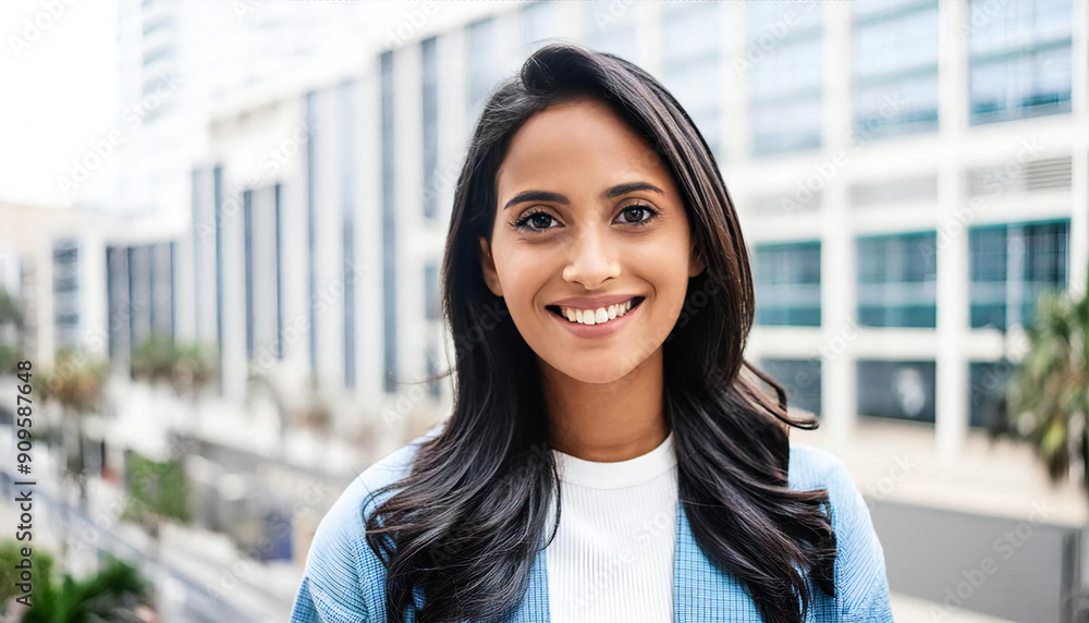 Smiling Indian woman smiling at the camera outdoors.Portrait photo of an Indian woman smiling outside. Smiling Indian woman smiling at the camera outdoors.Portrait photo of an Indian woman smiling outside.