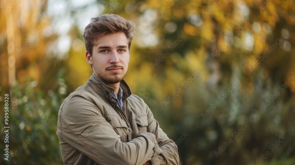 Portrait of a young adult male in casual attire outdoors Portrait of a young adult male in casual attire outdoors