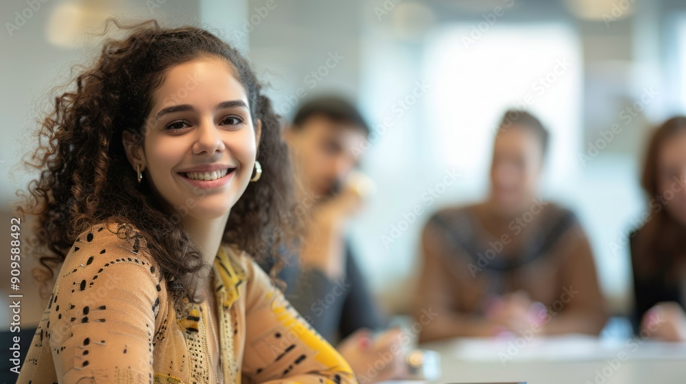 Portrait of a young adult professional discussing in a business meeting Portrait of a young adult professional discussing in a business meeting