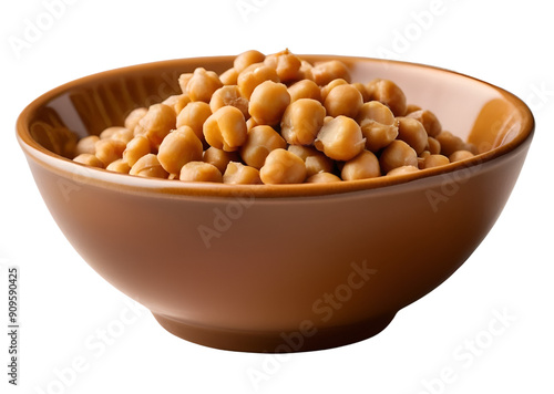  Light brown chickpeas in a bowl isolated on white background