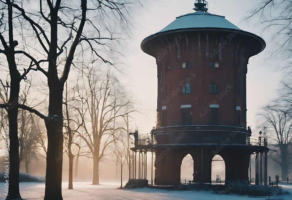 Fototapeta premium frosty Vertical quality Sunny High Park tower ancient Hamburg winter photo day water frame Sky Travel City Landscape Building Architecture Luxury Hotel Eye Buildings Europe Skyline