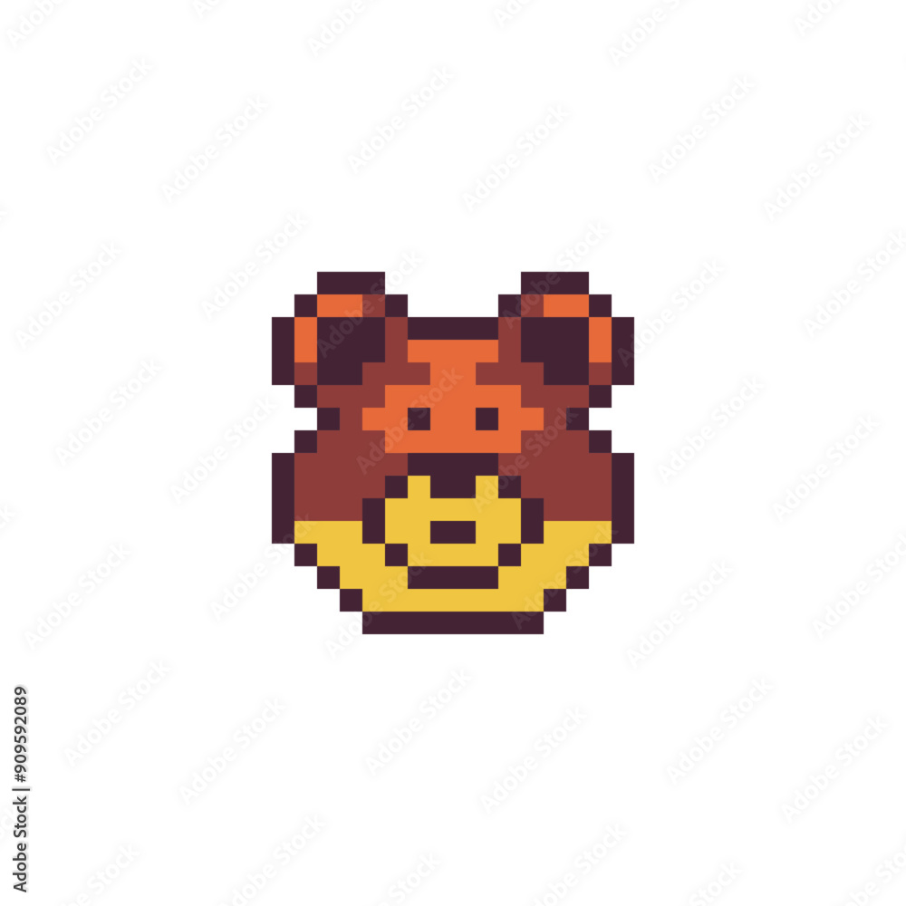 Fototapeta premium Bear head. Pixel art icon. Stickers design. Isolated vector illustration.
