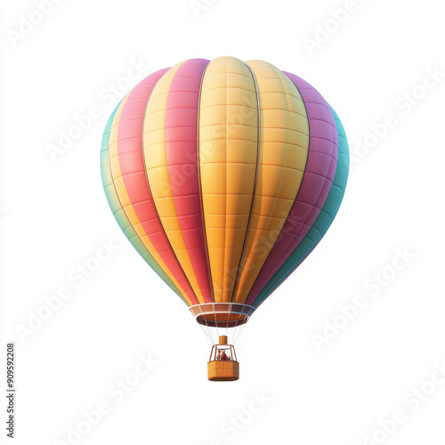 Colorful hot air balloon isolated on white.