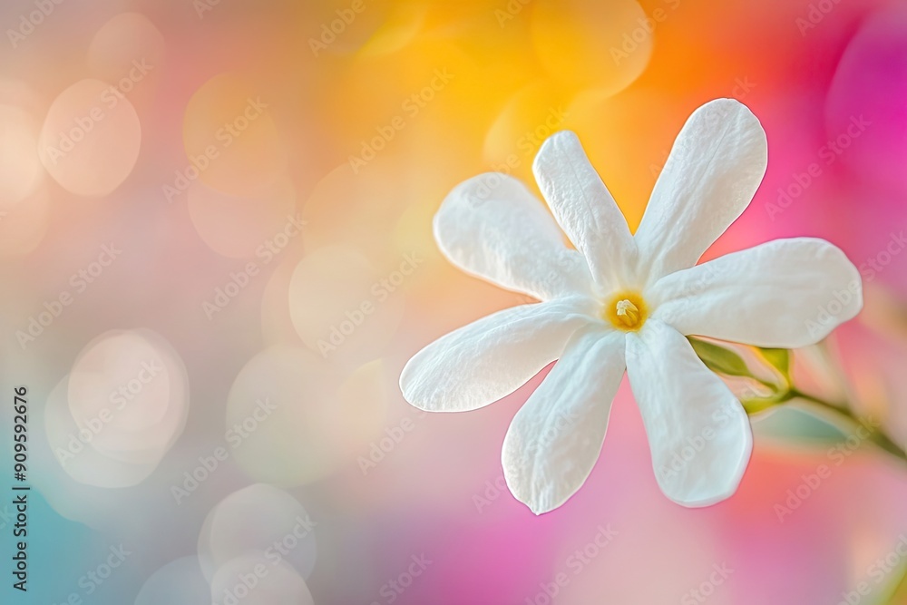 Close up of white jasmine petals vibrant colors blurred garden background macro photography Close up of white jasmine petals vibrant colors blurred garden background macro photography