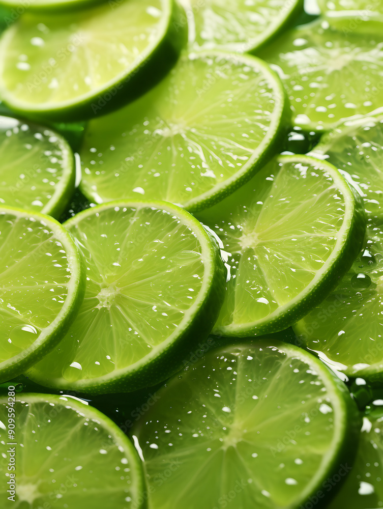 Lime slices of light green in the style Lime slices of light green in the style