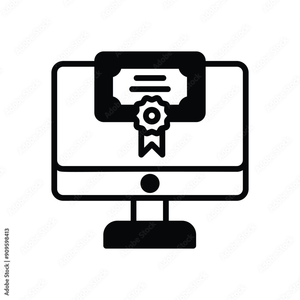 Online diploma vector icon Online diploma vector icon
