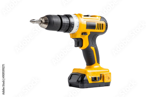 Yellow Cordless Drill Isolated photo