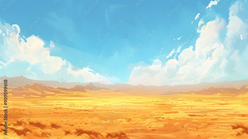 Sunlit desert scene featuring endless stretches of golden sand Sunlit desert scene featuring endless stretches of golden sand
