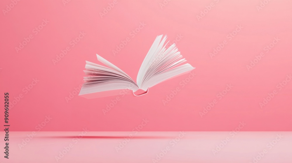 Open Book Floating in a Pink Room Open Book Floating in a Pink Room