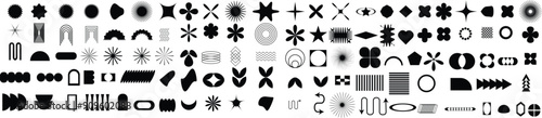 Y2K symbols. Retro star icons, trendy acid rave and graphic elements eps 10.