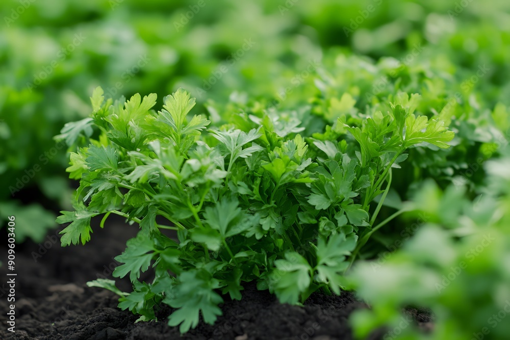Fresh parsley growing in the garden. Fresh parsley growing in the garden.