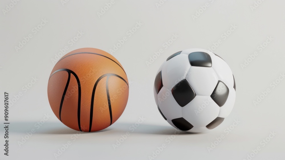 Basketball and Soccer Ball on White Background Basketball and Soccer Ball on White Background