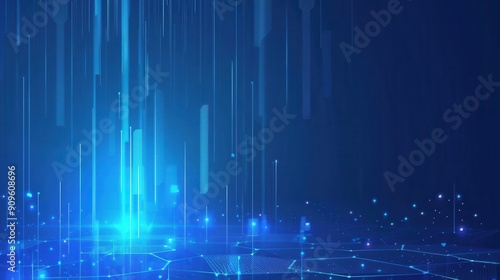 A mesmerizing abstract background featuring glowing blue lights and digital patterns  perfect for technology-related projects.