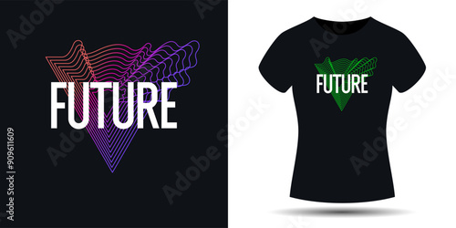 The pattern on the clothes. Print on the T-shirt. Modern fashion illustration. A vector graphic image. A template for placing an illustration on clothes. The inscription is future.