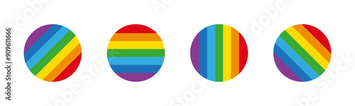 Different circle rainbow icon set. Rainbow elements circle icons. Set of rainbow icon. Vector illustration.