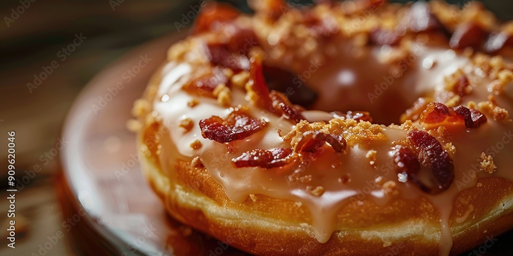 Close up of a Crunchy Bacon Donut Close up of a Crunchy Bacon Donut
