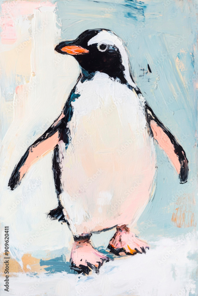 Fröhlicher Pinguin im Wasserland Fröhlicher Pinguin im Wasserland