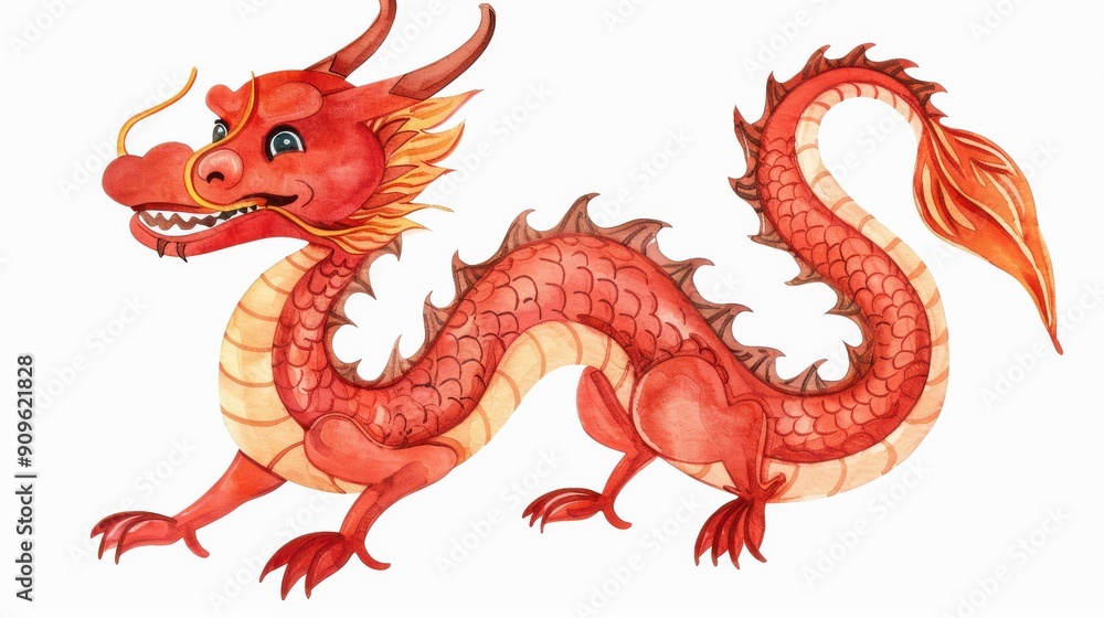 Vibrant watercolor of a dragon symbolizing strength and luck from the Chinese zodiac, perfect for horoscope fans. Vibrant watercolor of a dragon symbolizing strength and luck from the Chinese zodiac, perfect for horoscope fans.