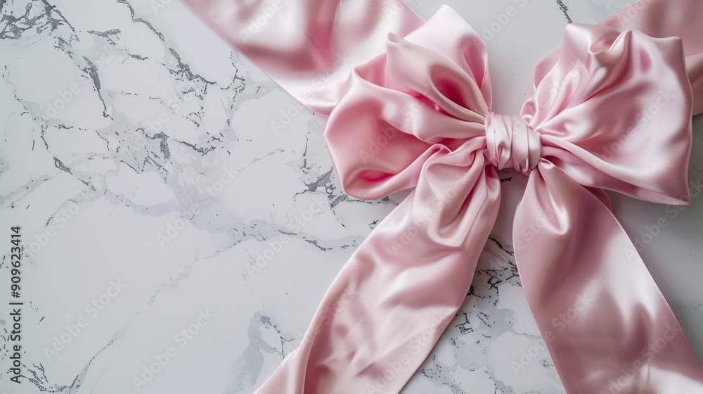 Chic celebration theme featuring a delicate satin ribbon and bow on a stone backdrop for a glamorous feminine occasion, perfect for upscale beauty gift presentations. Chic celebration theme featuring a delicate satin ribbon and bow on a stone backdrop for a glamorous feminine occasion, perfect for upscale beauty gift presentations.