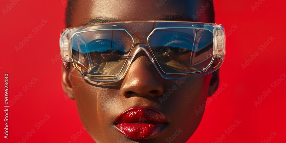 African American female with protective eyewear. African American female with protective eyewear.